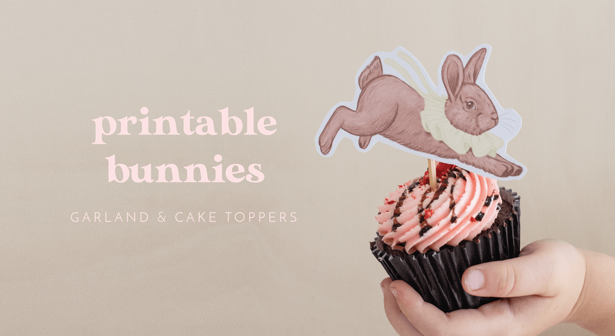 Sweet Easter Bunny printable perfect for creating cupcake toppers, garlands, and Easter hunt clues. Download for free from Little Gatherer.