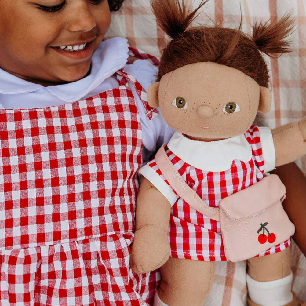Olli Ella Dinkum Doll Outfit - Cherry Gingham Outfit