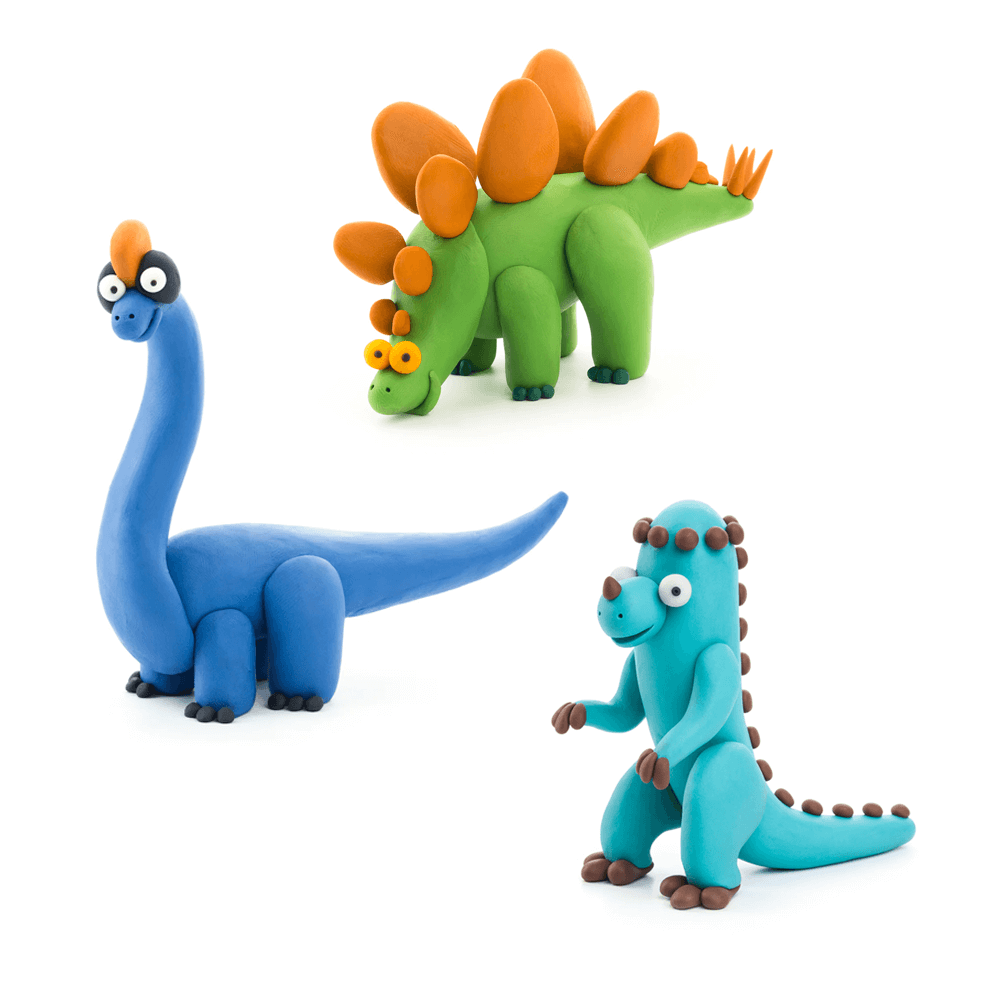 Hey Clay Dinos Medium Pack - Stegosaurus, Pachycephalosaurus, Brachiosaurus