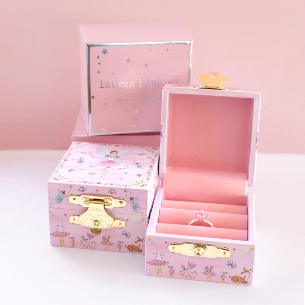 Lauren Hinkley Pink Crystal Butterfly Earrings in a Fairy Magic Trinket Box
