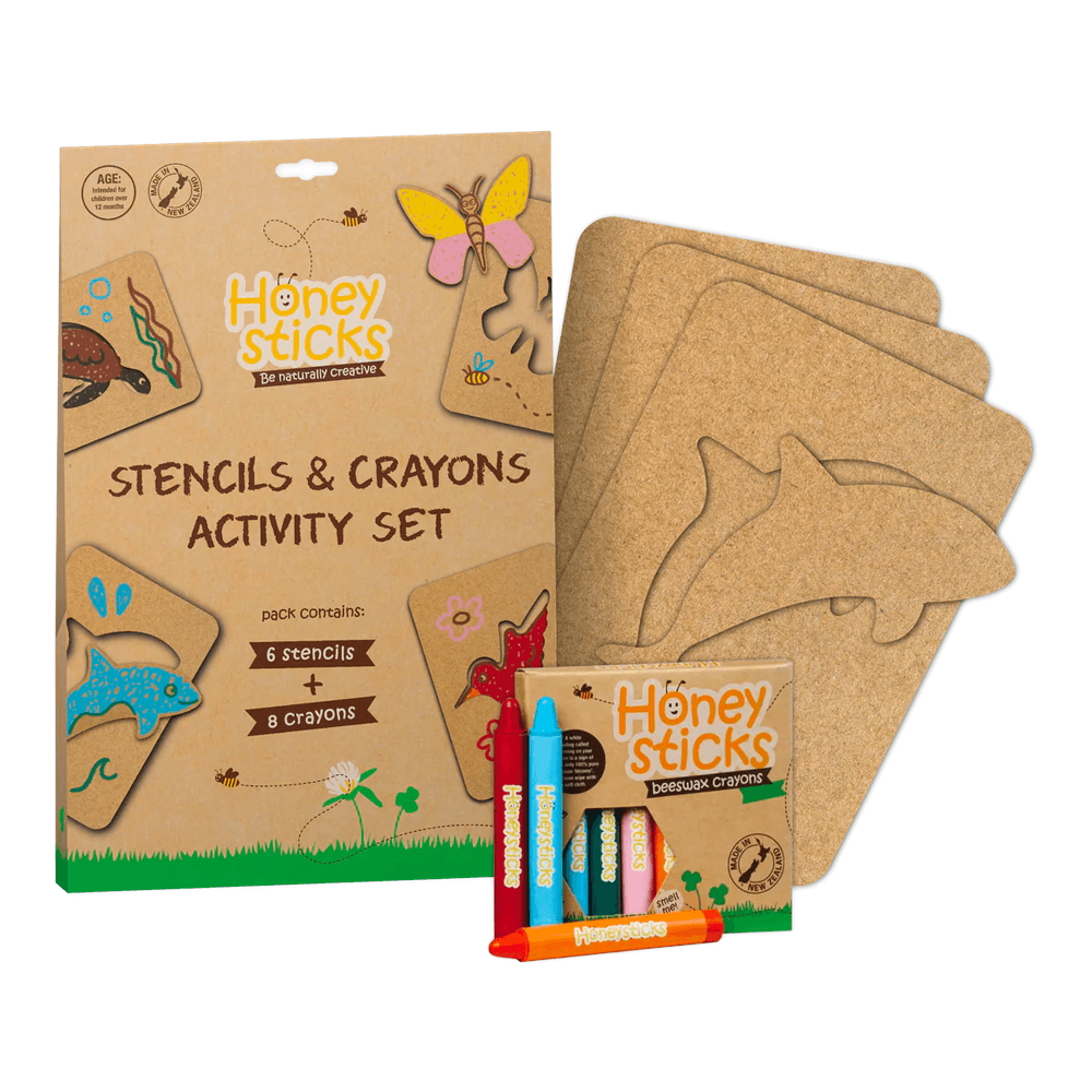 Honeysticks Stencils and Crayons Activity Set Little Gatherer NZ