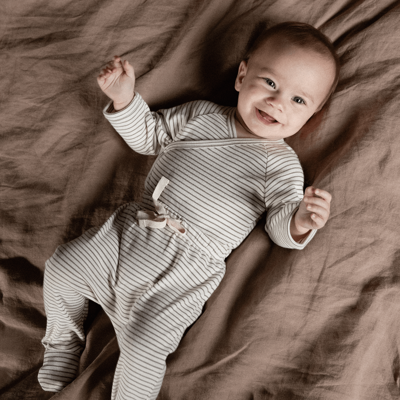 Nature Baby Cotton Footed Rompers - Mushroom Stripe