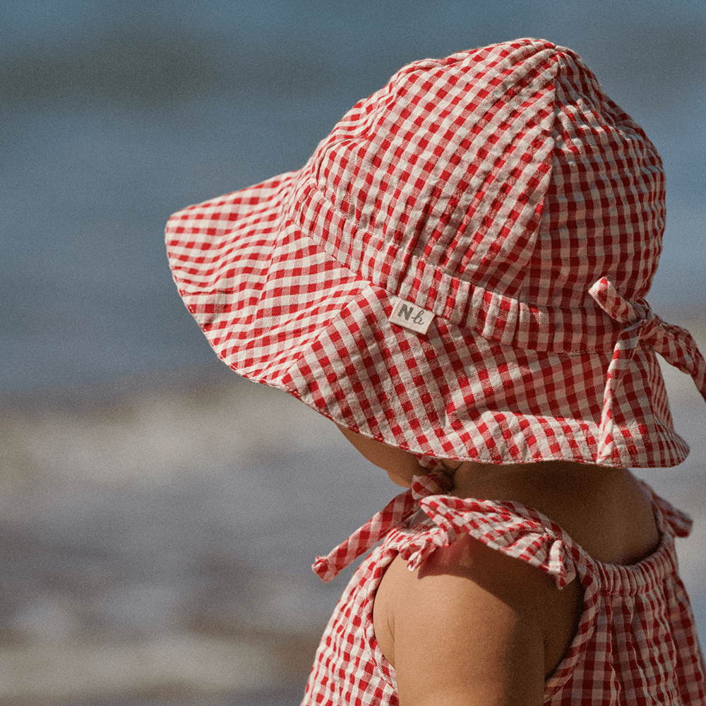 Nature Baby Gingham Sunhat - Red Check