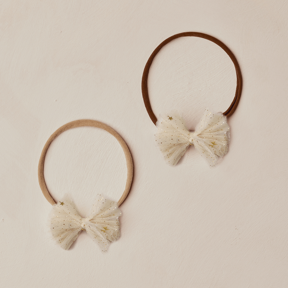 NoraLee Flutter Tulle Headband - Champagne Stars