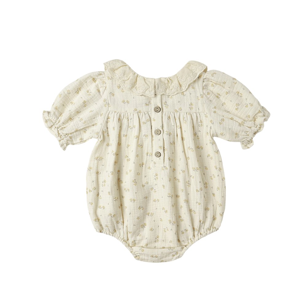 Quincy Mae Collared Bubble Jumpsuit - Golden Floral