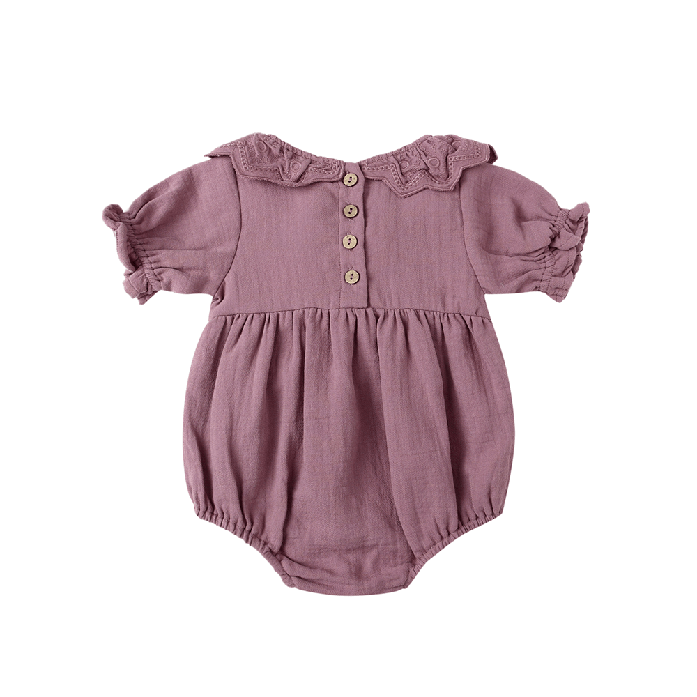 Quincy Mae Collared Romper - Mulberry