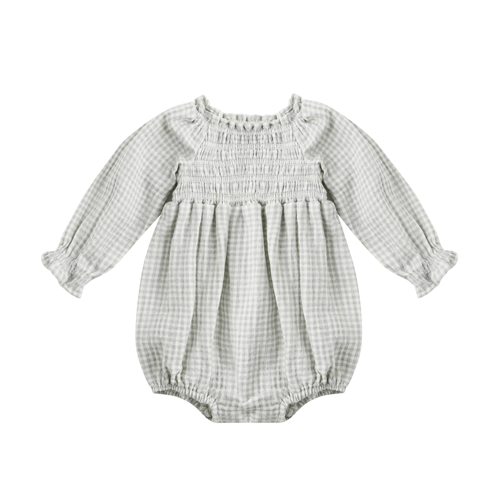Quincy Mae Eden Romper - Blue Gingham