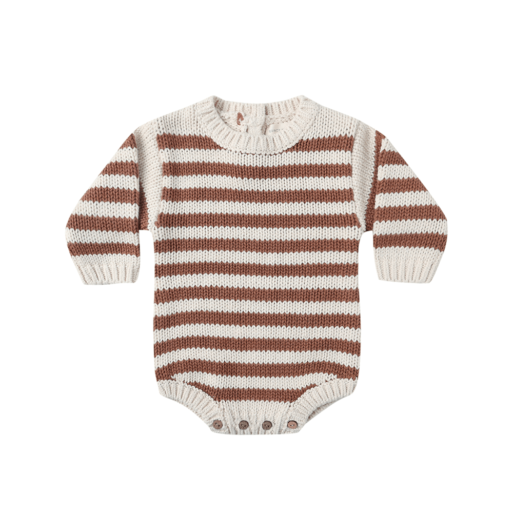 Quincy Mae Rex Romper - Cedar Stripe