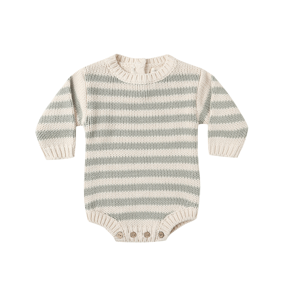 Quincy Mae Rex Romper - Fern Stripe