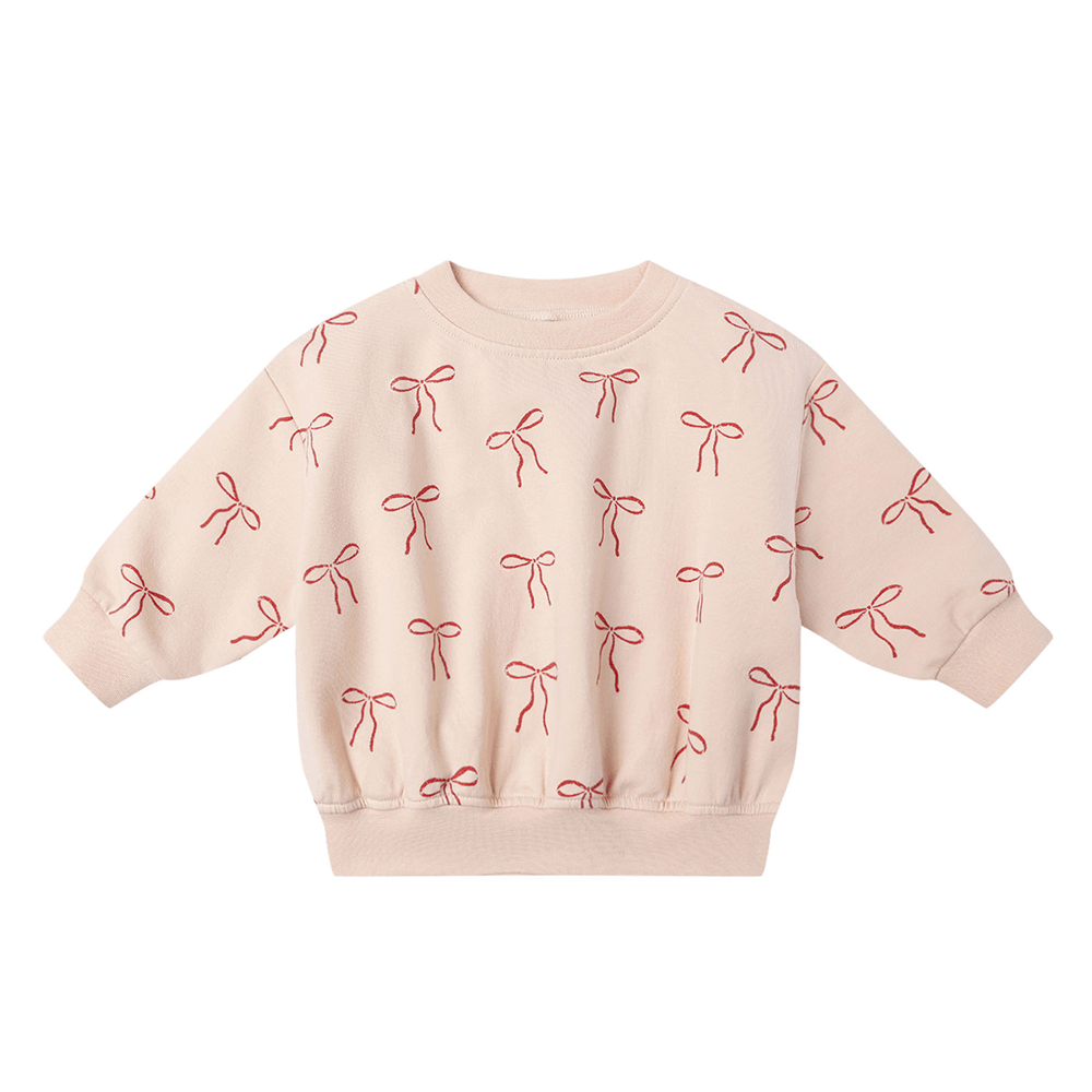 Quincy Mae Relaxed Fleece Sweatshirt - Red Bows