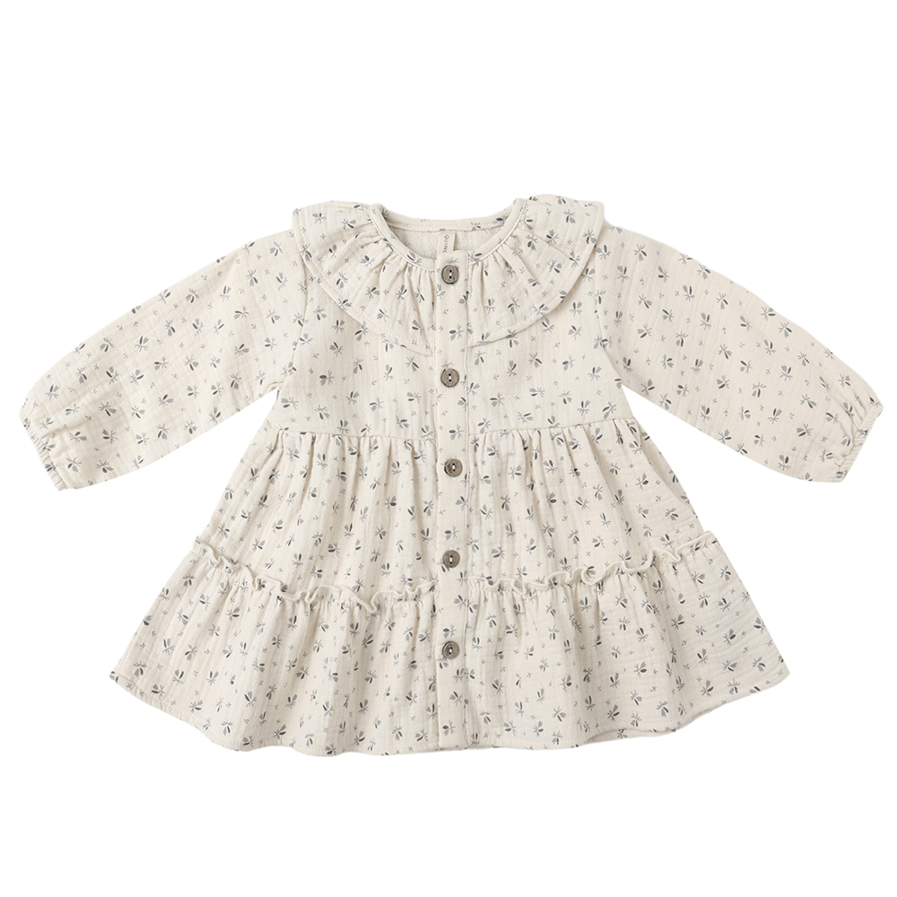 Quincy Mae Ruffle Collar Button Dress - Bluebell