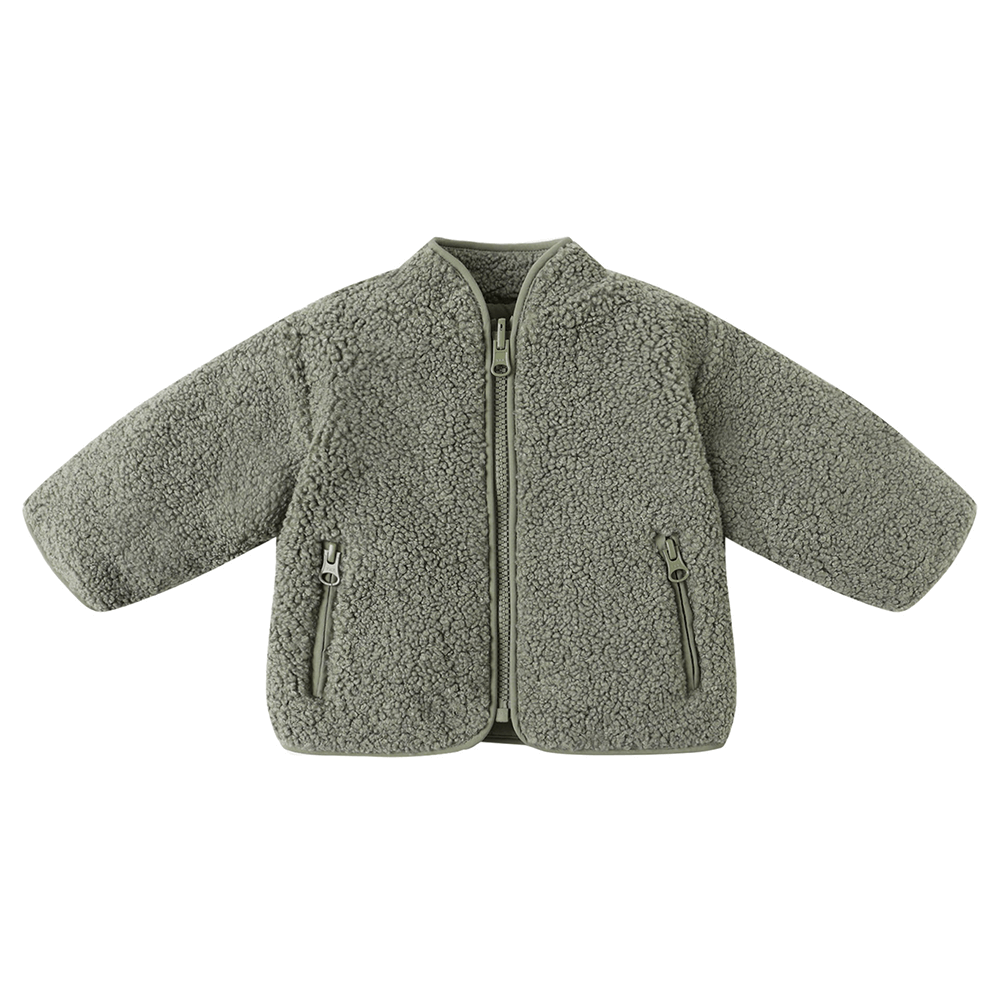 Quincy Mae Shearling Zip Jacket - Forest