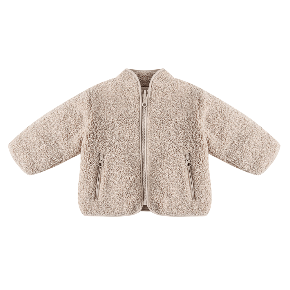 Quincy Mae Shearling Zip Jacket - Oat