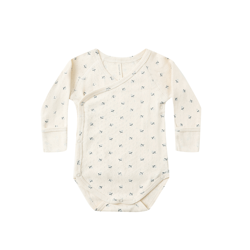 Quincy Mae Side Snap Bodysuit - Blue Ditsy
