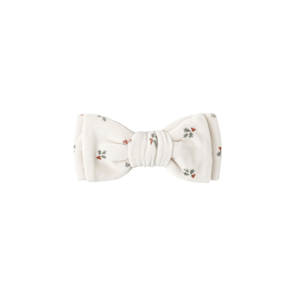 Quincy Mae Velour Bow Headband - Holly Berry