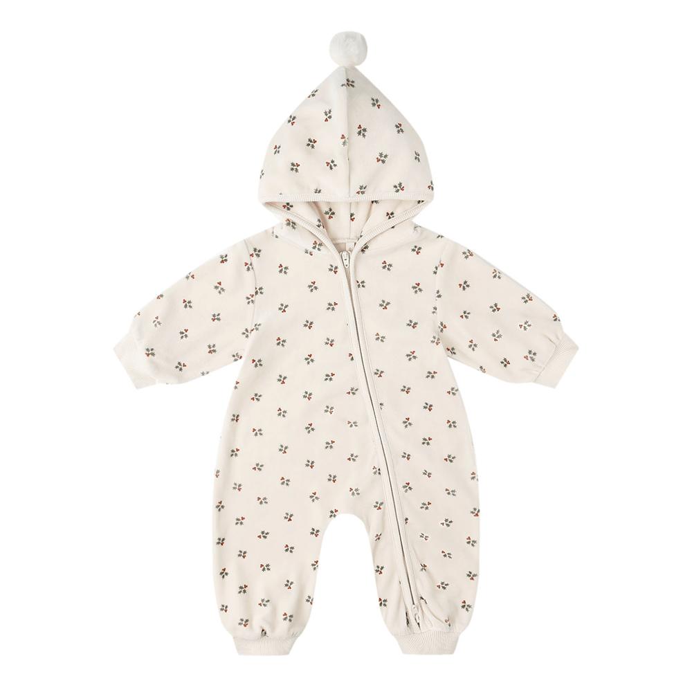 Quincy Mae Velour Zip Jumpsuit - Holly Berry