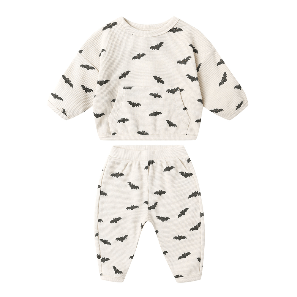 Quincy Mae Waffle Slouch Set - Bats