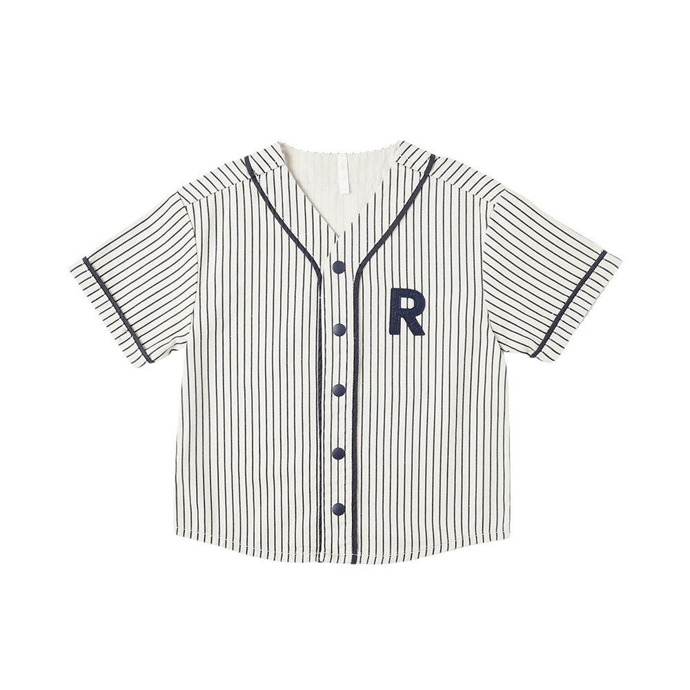 Rylee + Cru Baseball Shirt - Navy Pinstripe