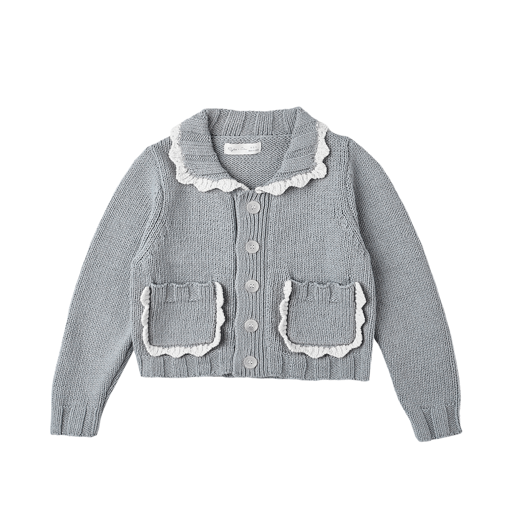 Rylee + Cru Collared Cardigan - Dusty Blue