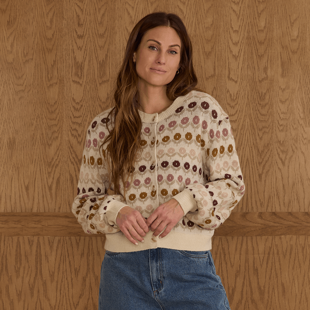 Rylee + Cru Womens Cheyenne Cardigan - Floral Jacquard