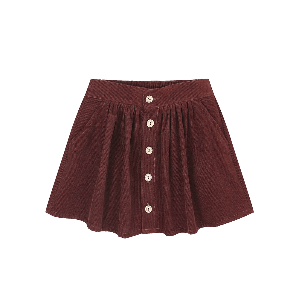 Rylee + Cru Button Front Mini Skirt - Burgundy