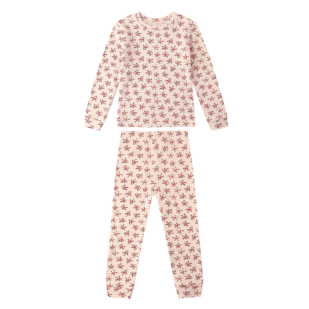 Rylee + Cru Organic Long Pajama Set - Holly Berry