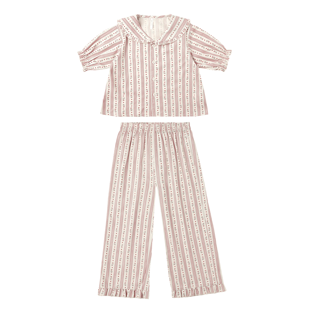 Rylee + Cru Ruffle Pajamas - Candy Cane Stripe