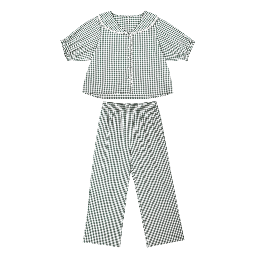 Rylee + Cru Ruffle Pajamas - Evergreen Gingham