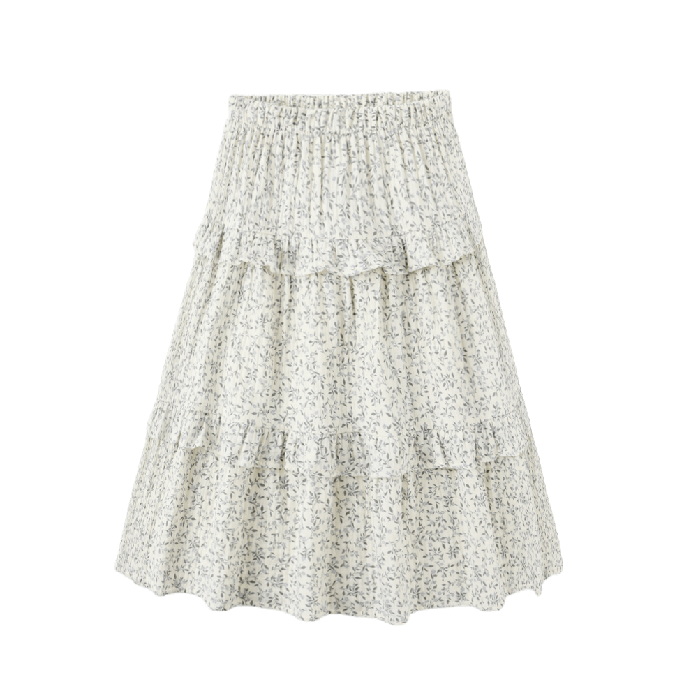 Rylee + Cru Ruffled Midi Skirt - Blue Vines