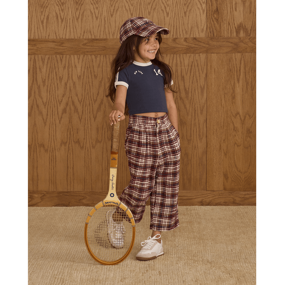 Rylee + Cru Baseball Hat - Burgundy Plaid