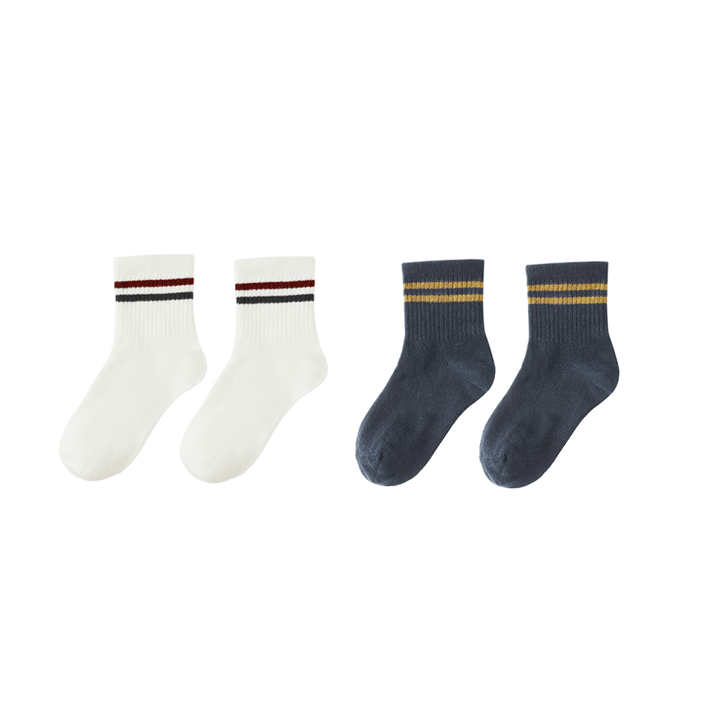 Rylee + Cru Stripe Socks, 2 Pack - Ivory, Navy