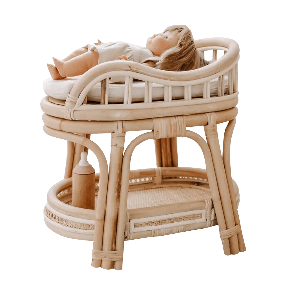Tiny Harlow Rattan Doll Change Table