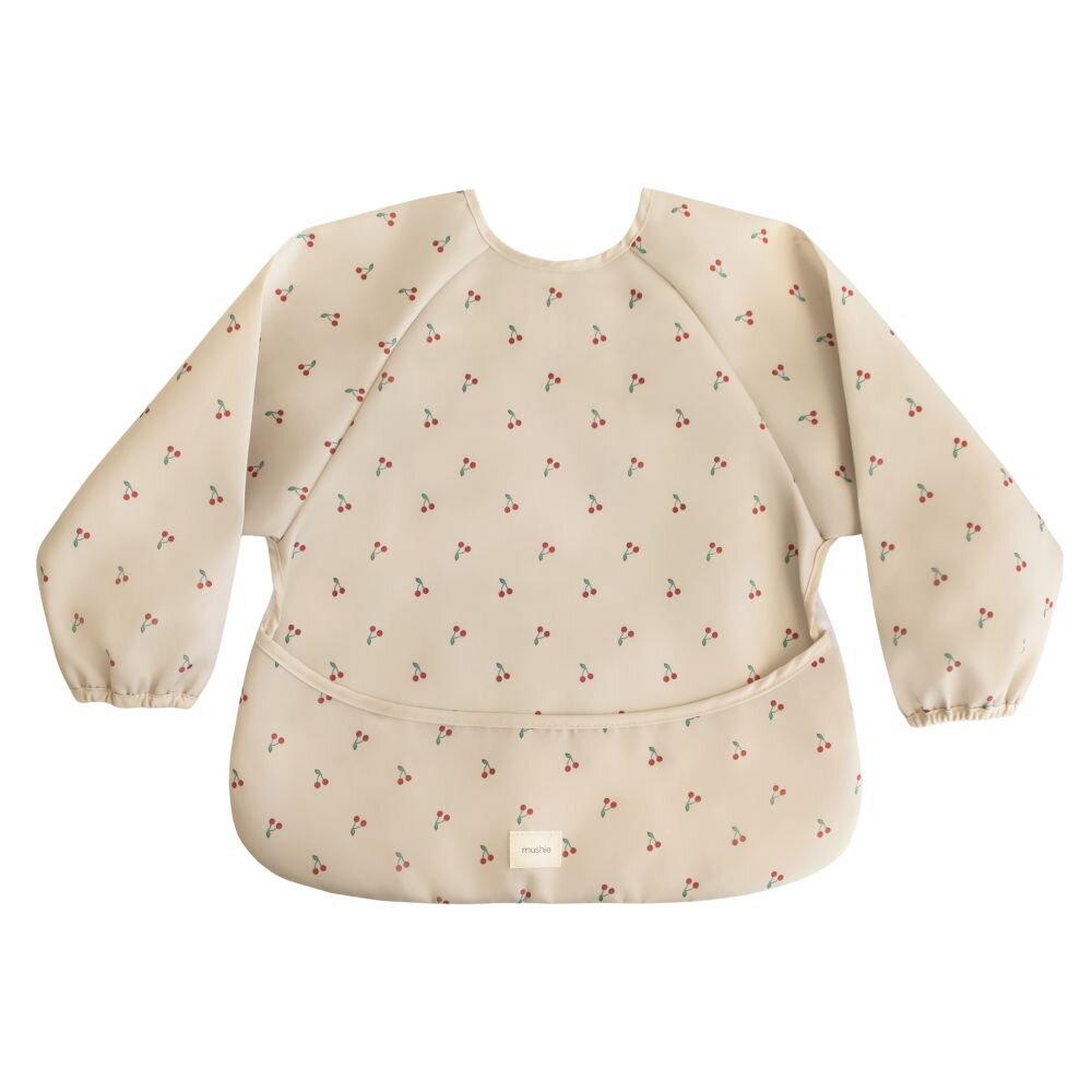 Mushie Long Sleeve Bib - Cherries