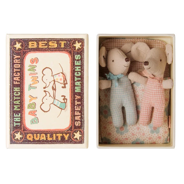 Maileg Twins Baby Mice In Matchbox