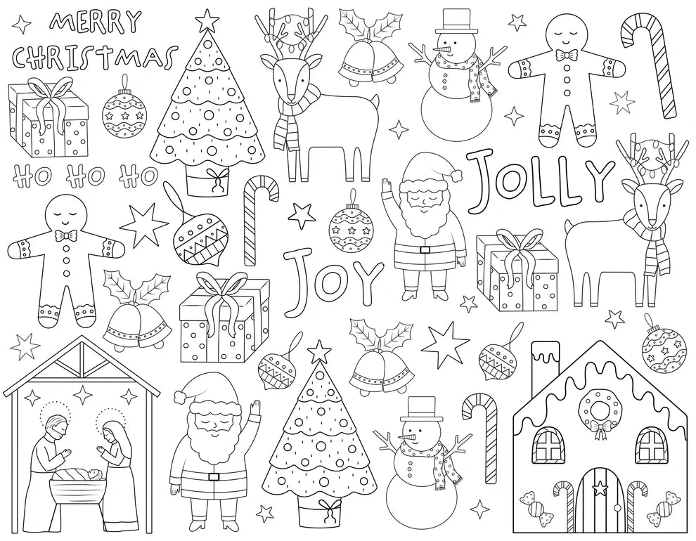 Washable, Reusable Colouring-In Solo Mat Kit - Merry Magic