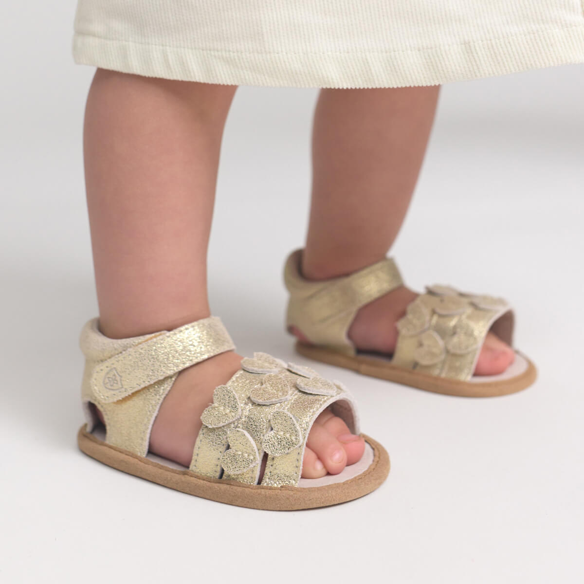 Pretty Brave Hearts Baby Sandal - Gold Sparkle