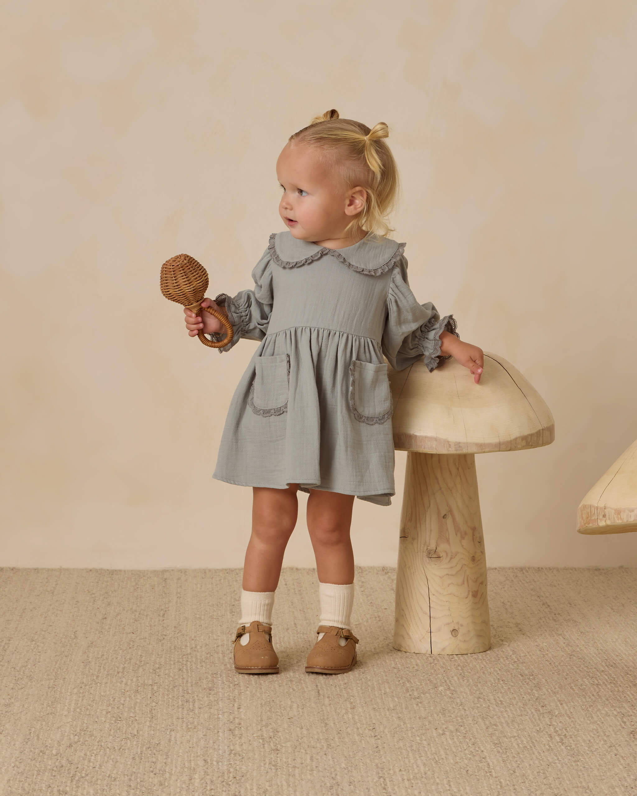 Quincy Mae Marisol Dress - Steel Blue