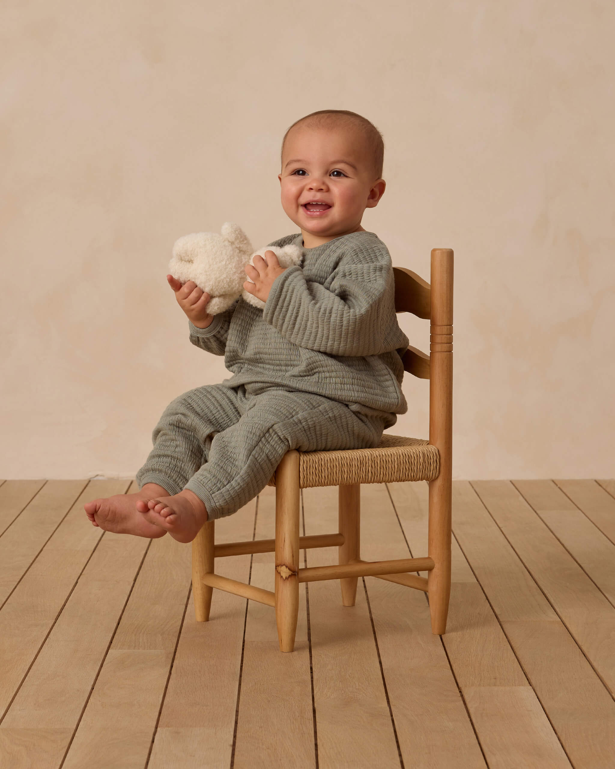 Quincy Mae Textured Sweat Set - Forest