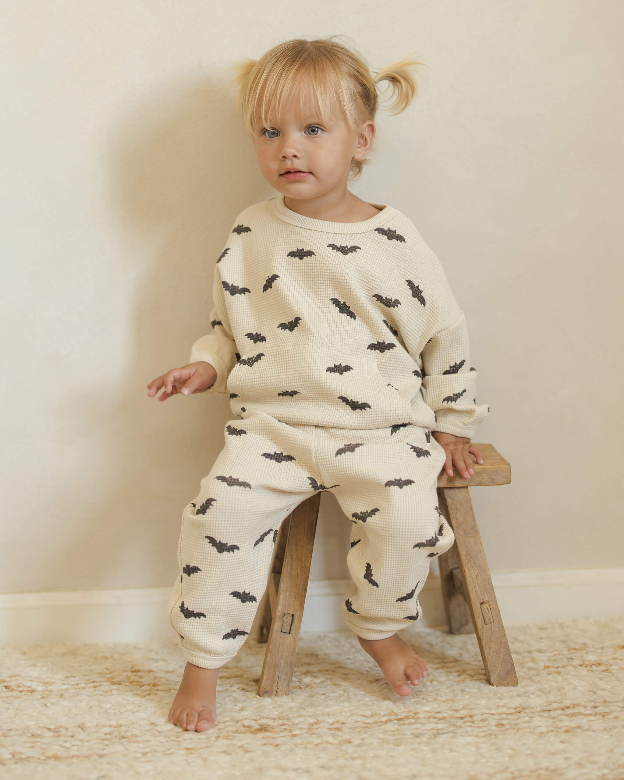 Quincy Mae Waffle Slouch Set - Bats