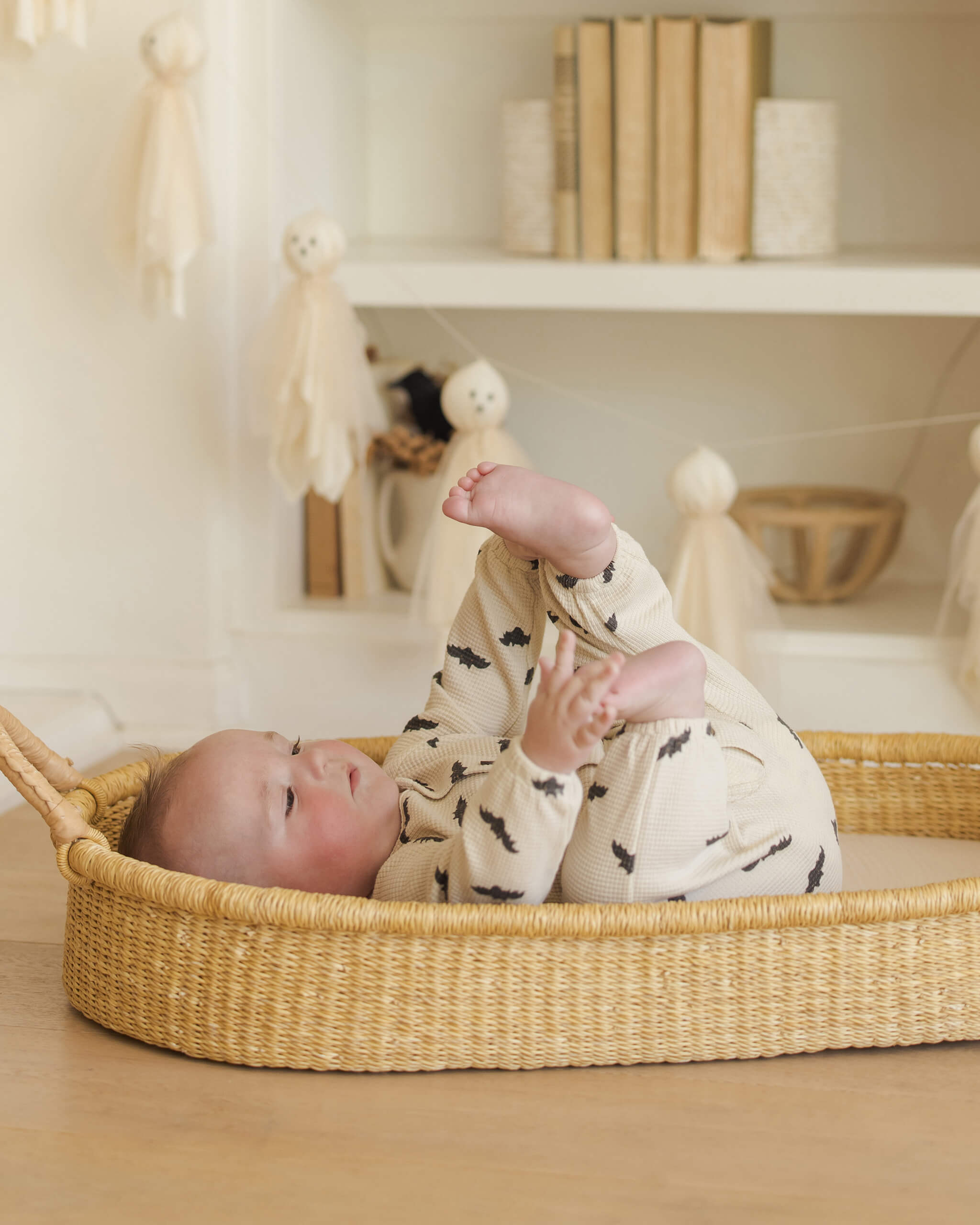 Quincy Mae Waffle Long Sleeve Jumpsuit - Bats