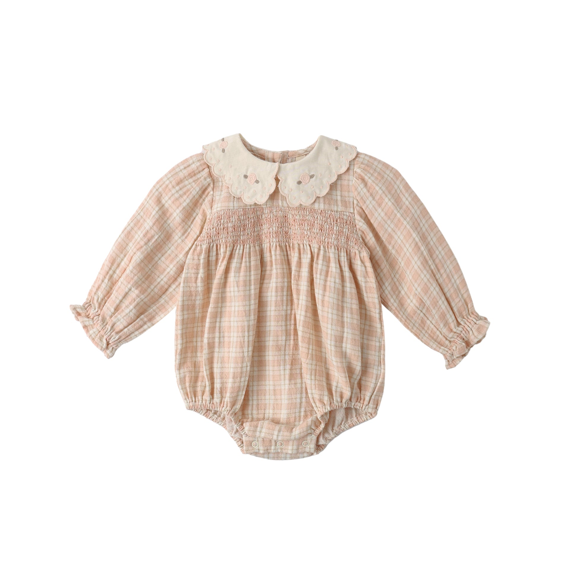 Quincy Mae Callie Romper - Pink Plaid