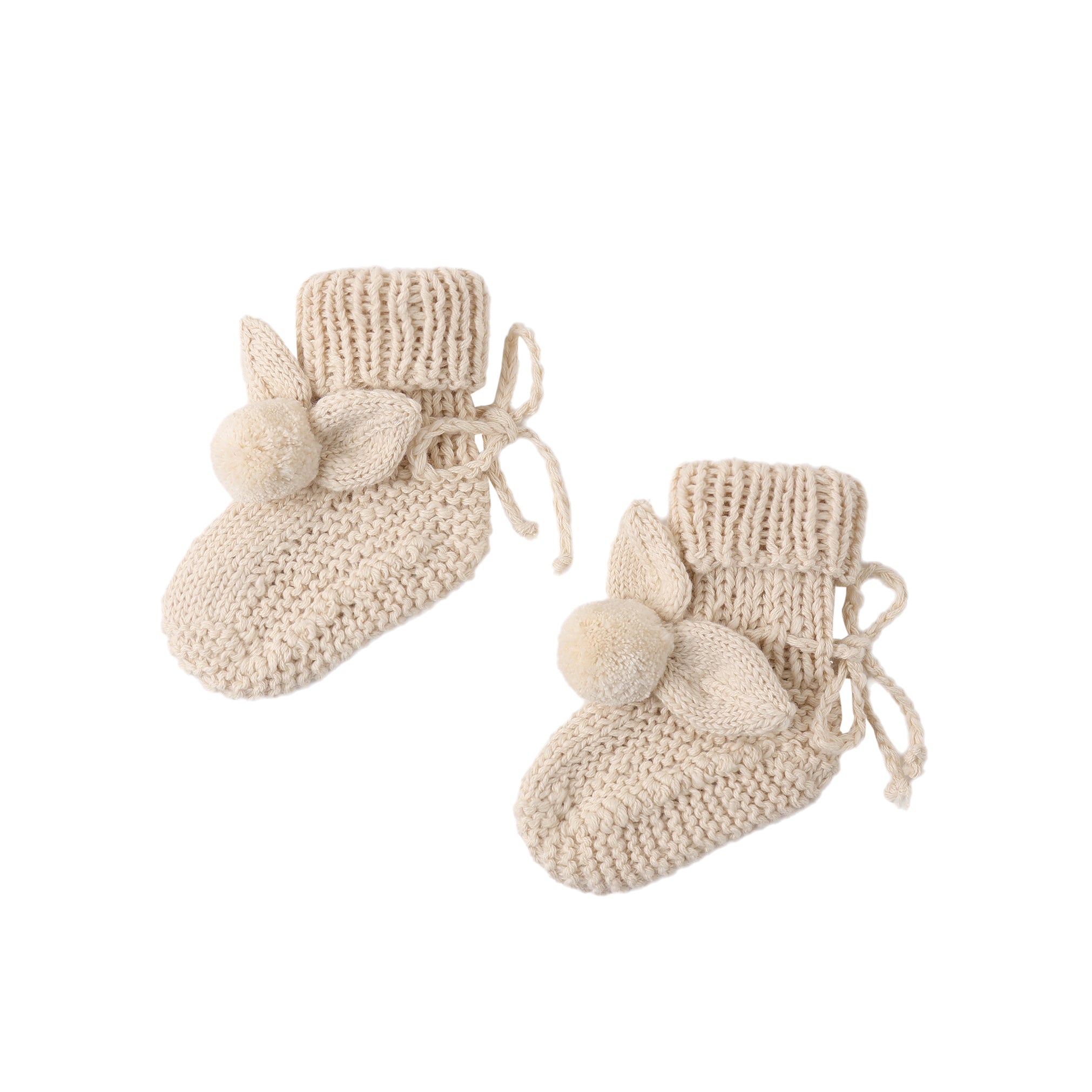 Quincy Mae Bunny Knit Booties - Ecru