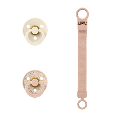BIBS Colour Dummy & Loop Clip Gift Set - Blush