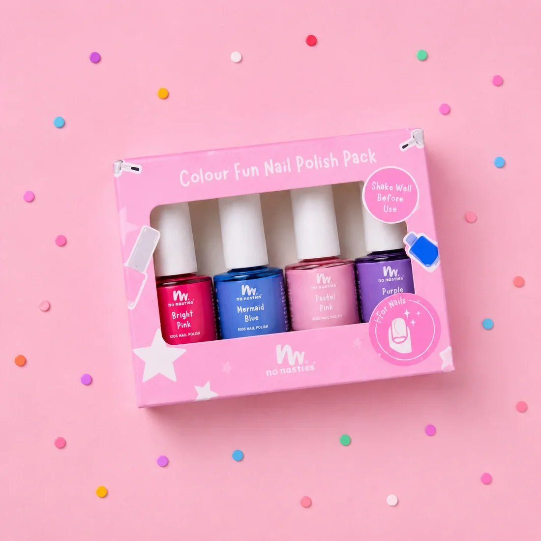 No Nasties Colour Fun 4-Pack Non Toxic Kids Nail Polish Gift Set