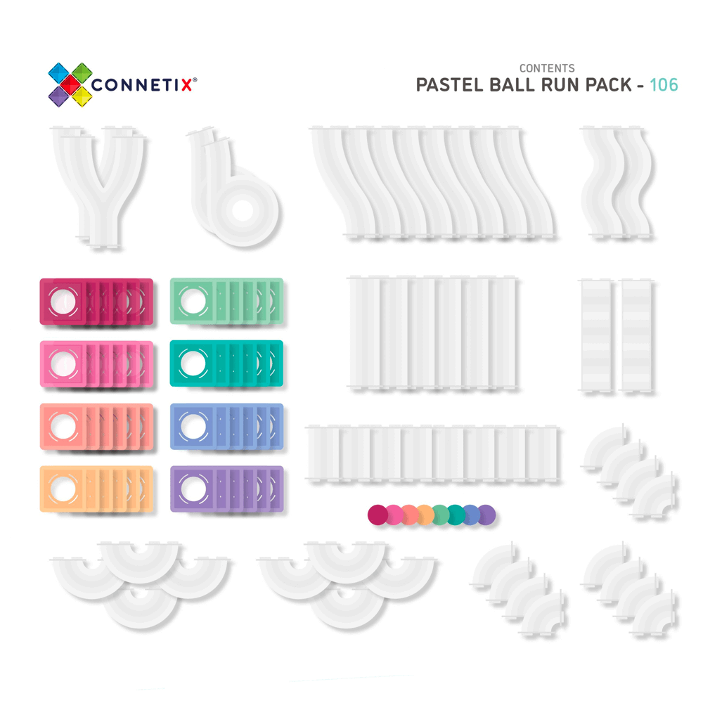Connetix Pastel Ball Run Pack 106 Pc