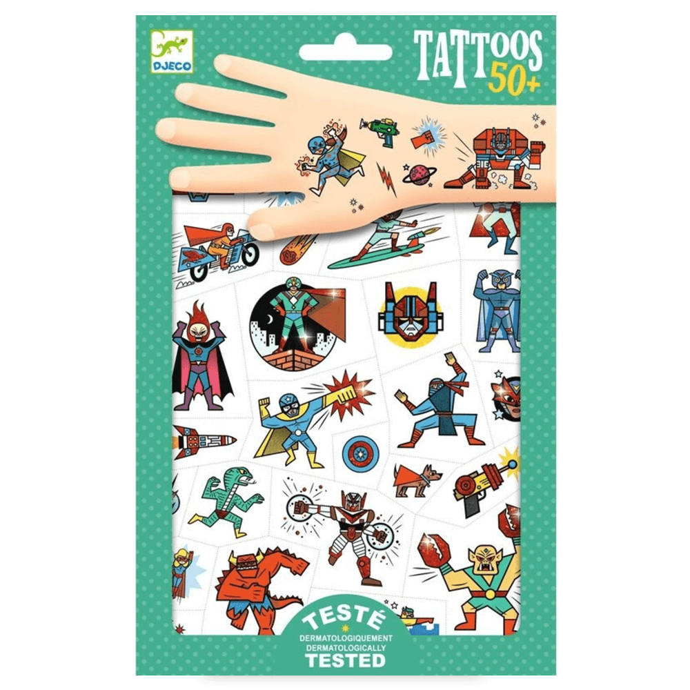 Djeco Tattoos - Hereos Vs Villians