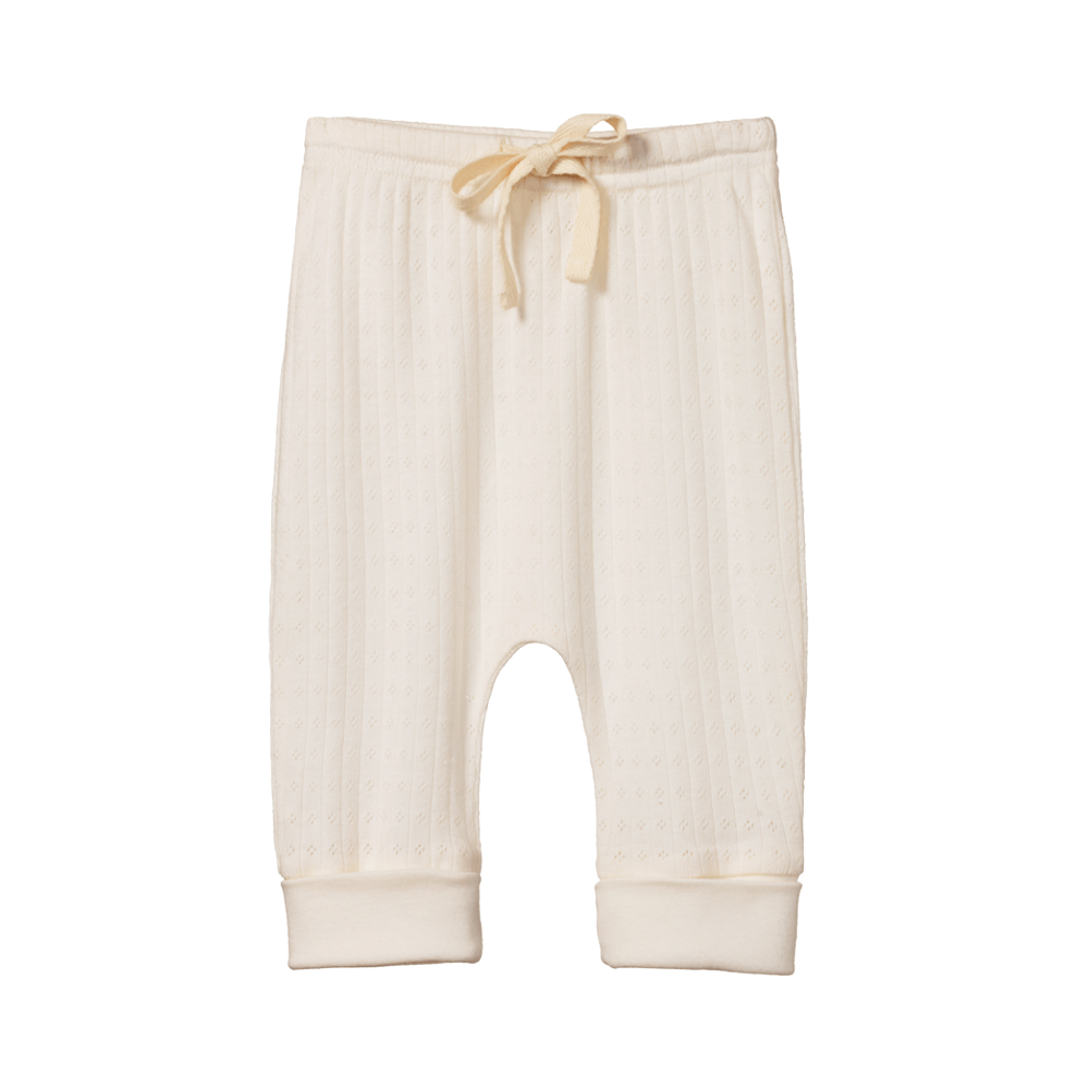 Nature Baby Cotton Drawstring Pants Pointelle - Natural