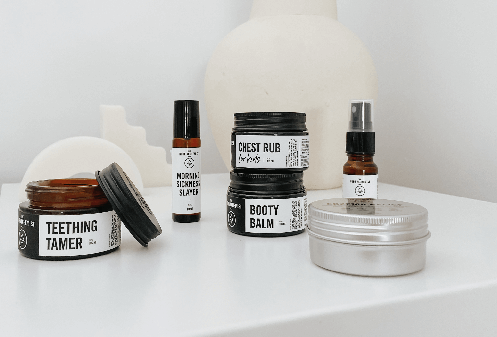 The Nude Alchemist creates the perfect botanical skincare and wellness essentials for both you and your little one. Handmade in New Zealand. Available at in store and online at Little Gatherer. 