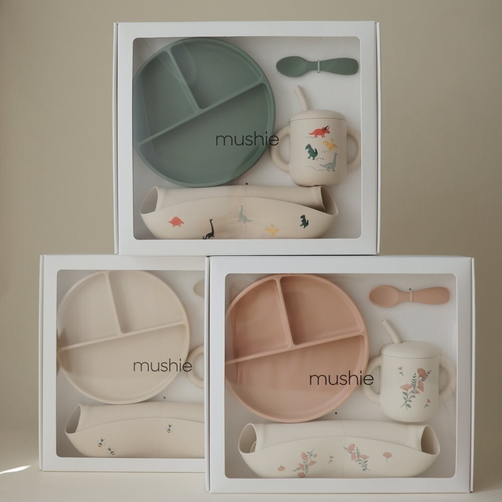 Mushie Silicone Feeding Toddler Set - Dinosaurs
