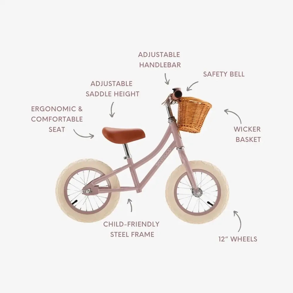 Banwood First Go Balance Bike - Dusty Pink